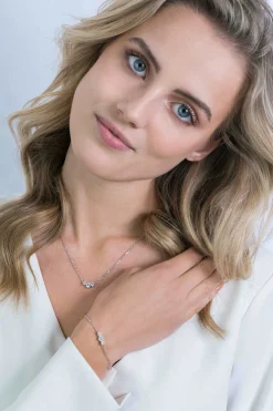 ZINZI zilveren schakel ketting ronde zirconia's 42-45cm ZIC2136
