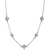 ZINZI zilveren schakel ketting met twee zilveren en drie blauwe klavers 40-45cm ZIC2582