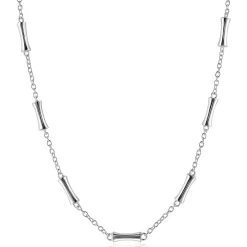 ZINZI zilveren schakel ketting met zeven gladde bamboe vormen 40-45m ZIC2577
