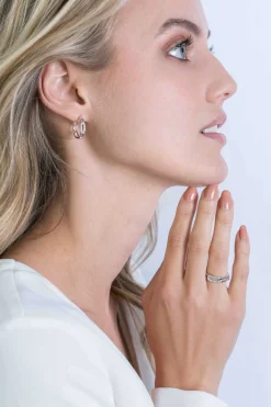 ZINZI zilveren schakel ring met paperclip schakels witte zirconia's ZIR2116
