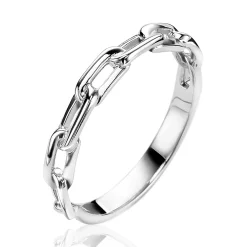 ZINZI zilveren schakel ring met ovale schakels ZIR2115
