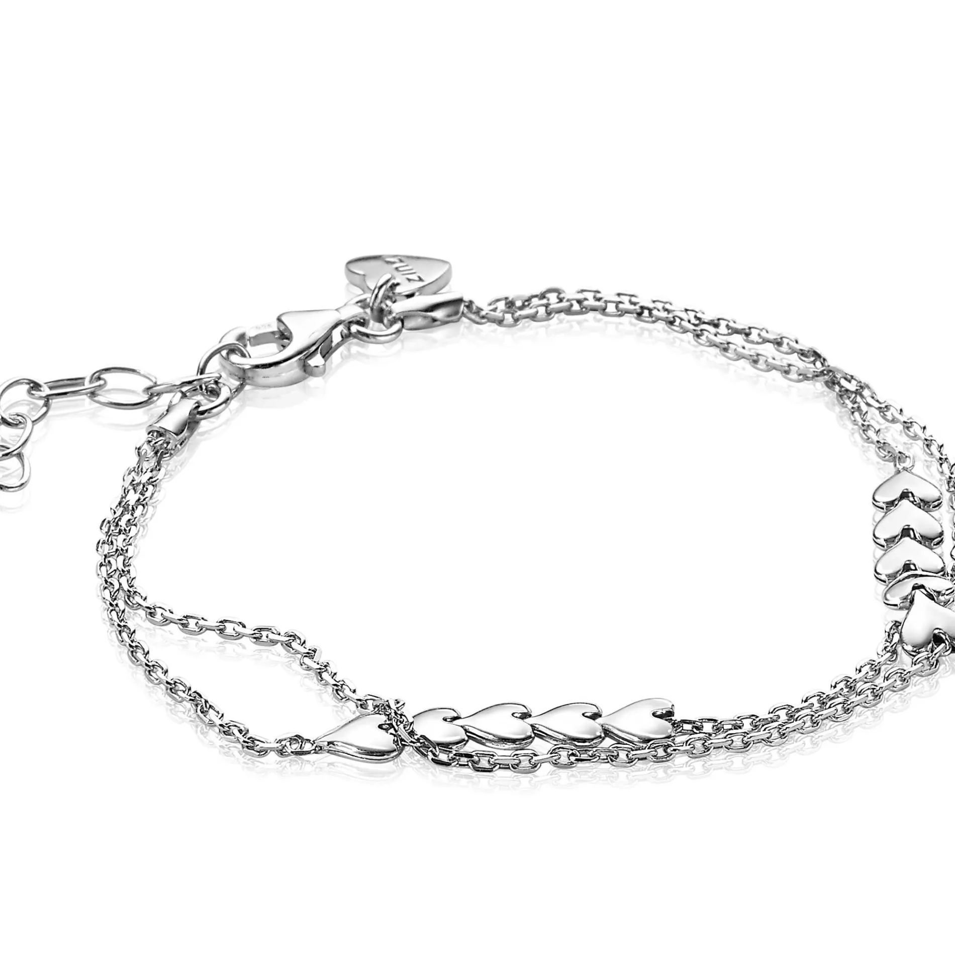 ZINZI zilveren schakelarmband met hartjes 17-20cm ZIA1940