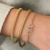 ZINZI zilveren schakelarmband geel verguld 4,5mm breed 19cm ZIA1057G