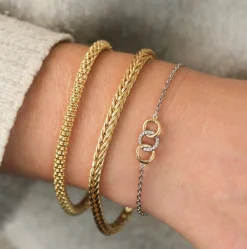 ZINZI zilveren schakelarmband geel verguld 4,5mm breed 19cm ZIA1057G