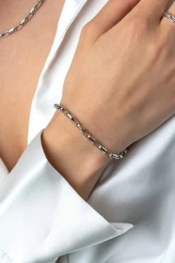 ZINZI zilveren schakelarmband met rechthoekige schakels 3,8mm breed 20cm ZIA2514