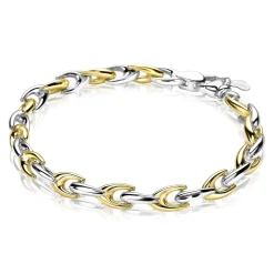 ZINZI zilveren schakelarmband geel verguld 6,4mm breed 20cm ZIA1641BG