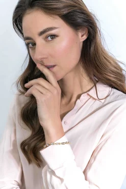ZINZI zilveren schakelarmband geel verguld 6,4mm breed 20cm ZIA1641BG