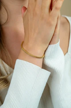 ZINZI zilveren schakelarmband geel verguld vossenstaart 2.5mm breed 19cm ZIA1287G