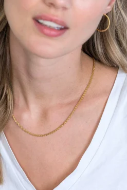 ZINZI zilveren schakelcollier geelverguld palmier 2mm breed 45cm ZIC1931G