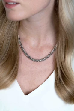 Zinzi zilveren schakelcollier 7mm breed, lengte 45cm ZIC733