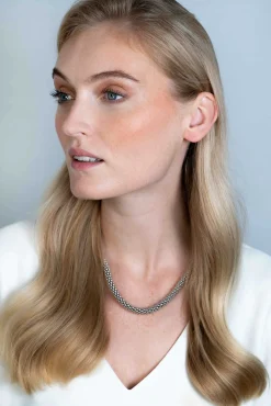 Zinzi zilveren schakelcollier 7mm breed, lengte 45cm ZIC733