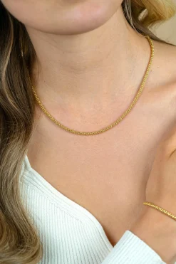 ZINZI zilveren schakelcollier 14K geelverguld 45cm ZIC1288G