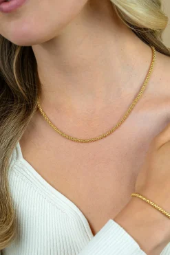 ZINZI zilveren schakelcollier 14K geelverguld 45cm ZIC1288G