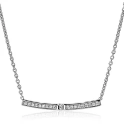 ZINZI zilveren schakelcollier met staafje witte zirconia's 42-45cm ZIC1957