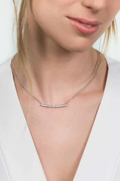 ZINZI zilveren schakelcollier met staafje witte zirconia's 42-45cm ZIC1957