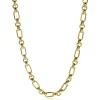 ZINZI zilveren schakelcollier 14K geel verguld ovaal en jasseron schakel 45cm ZIC2154G