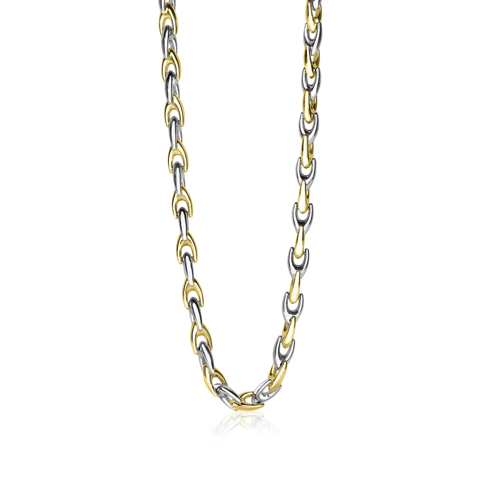 ZINZI zilveren schakelcollier geel verguld 6,4mm breed 45,5cm ZIC1641BG