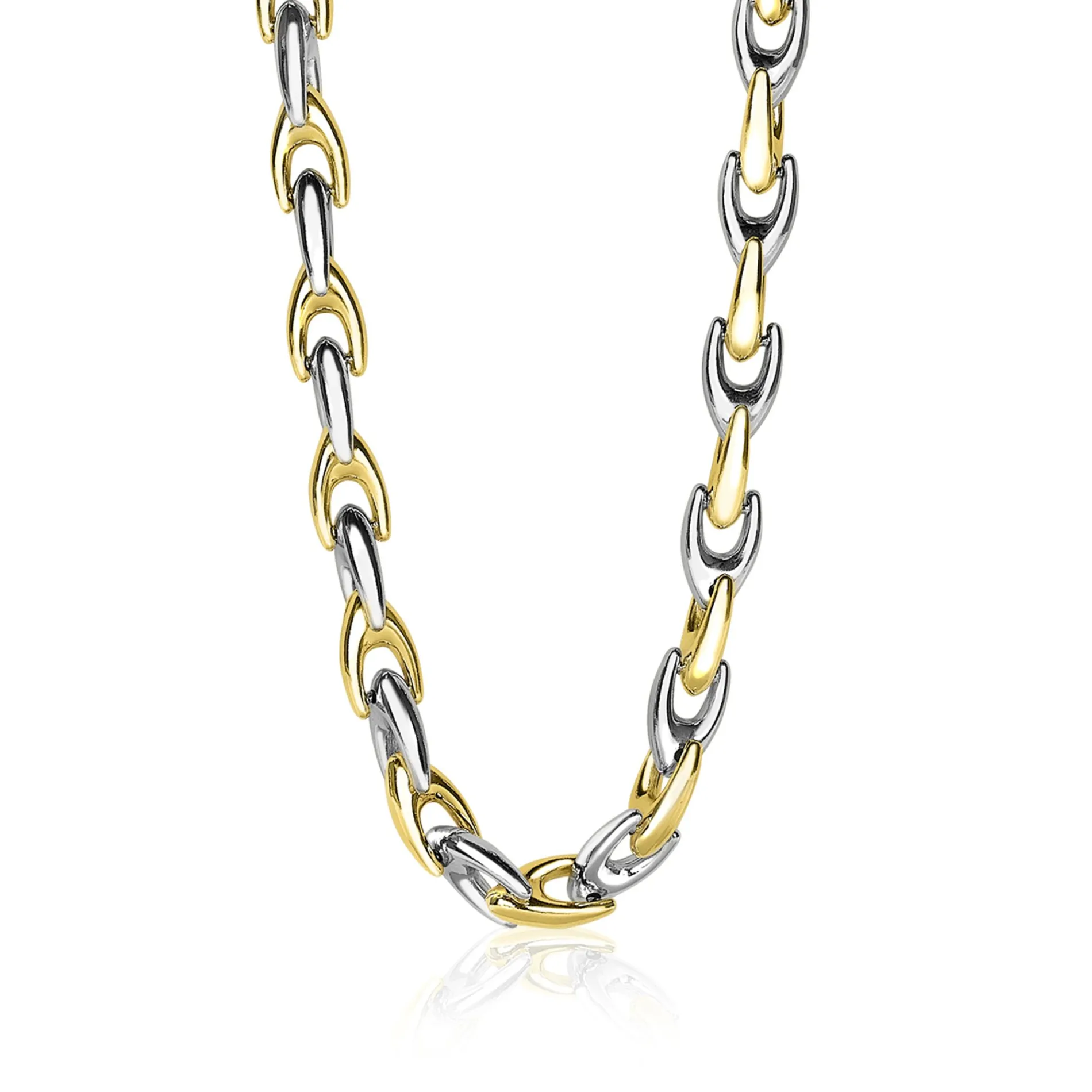 ZINZI zilveren schakelcollier geel verguld 6,4mm breed 45,5cm ZIC1641BG
