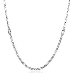 ZINZI zilveren schakelketting met gourmet en vierkante schakels met rechthoekige zetting witte zirconia 42-45cm ZIC2519