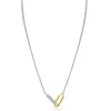 ZINZI zilveren schakelketting met twee verbonden ovale schakels: één gold plated, de ander bezet met witte zirkonia's 42-45cm ZIC2758
