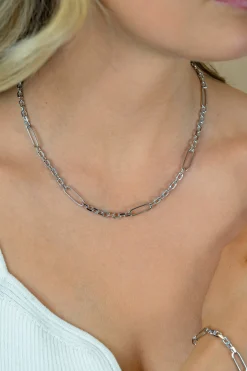 ZINZI zilveren schakelketting met vijf lange ovale schakels 5,5mm breed 43-47cm ZIC2711