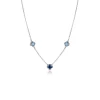 ZINZI zilveren schakelketting met twee lichtblauwe klavers en een donkerblauwe klaver 42-45cm ZIC2663B