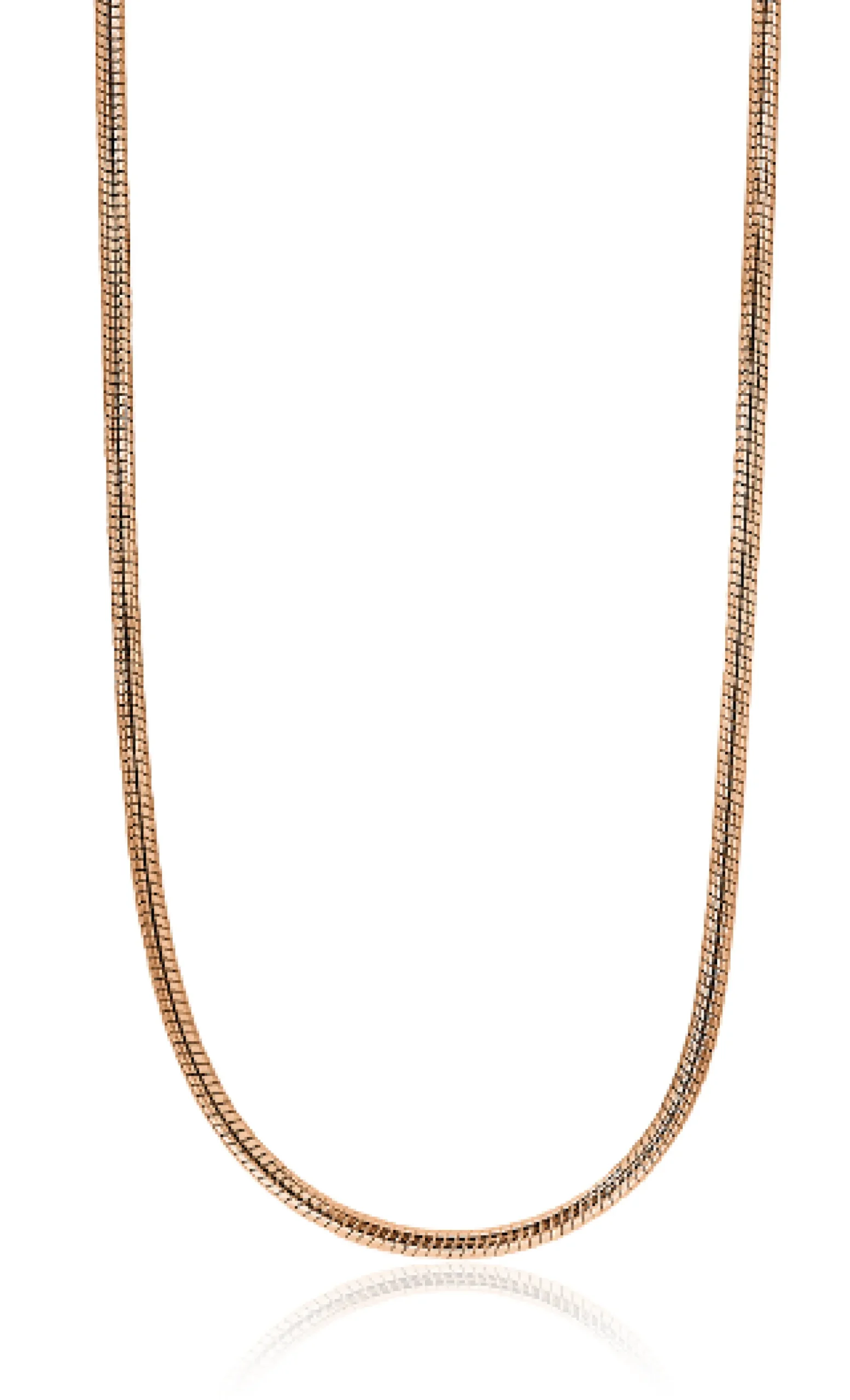 ZINZI zilveren slangen collier rosé verguld 1mm breed 45cm ZISL45R