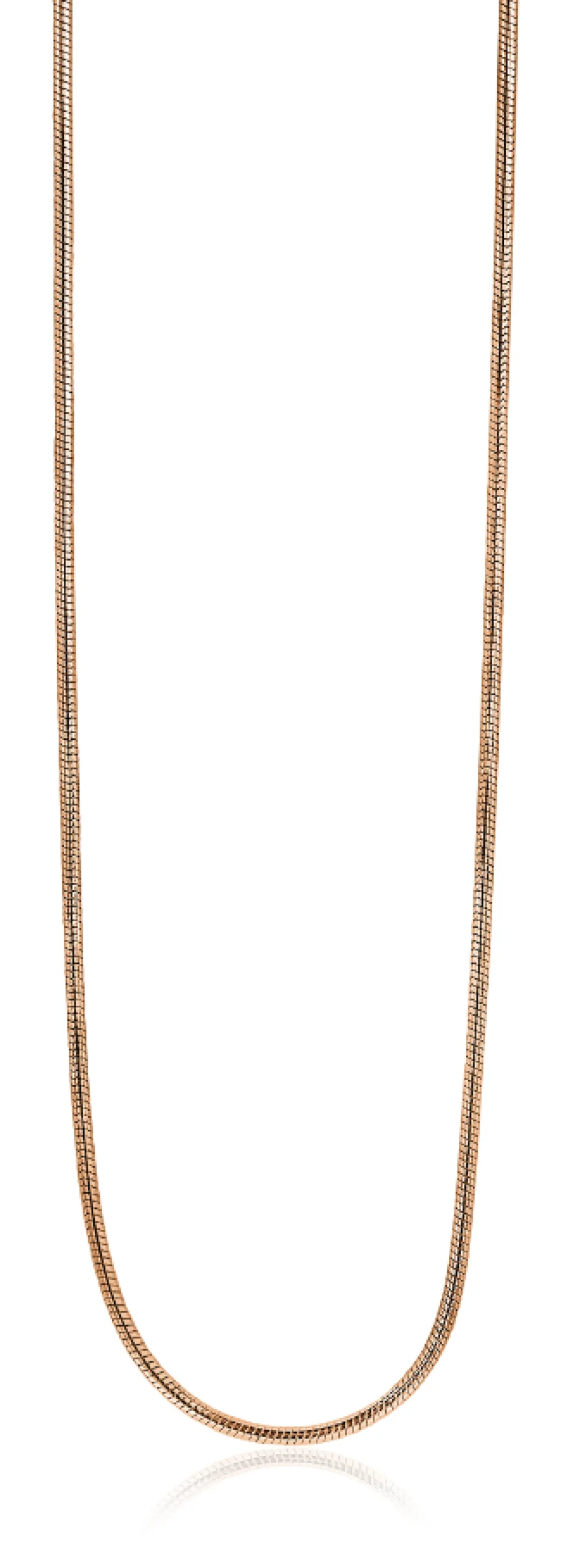 ZINZI zilveren slangen collier rosé verguld 1mm breed 45cm ZISL45R