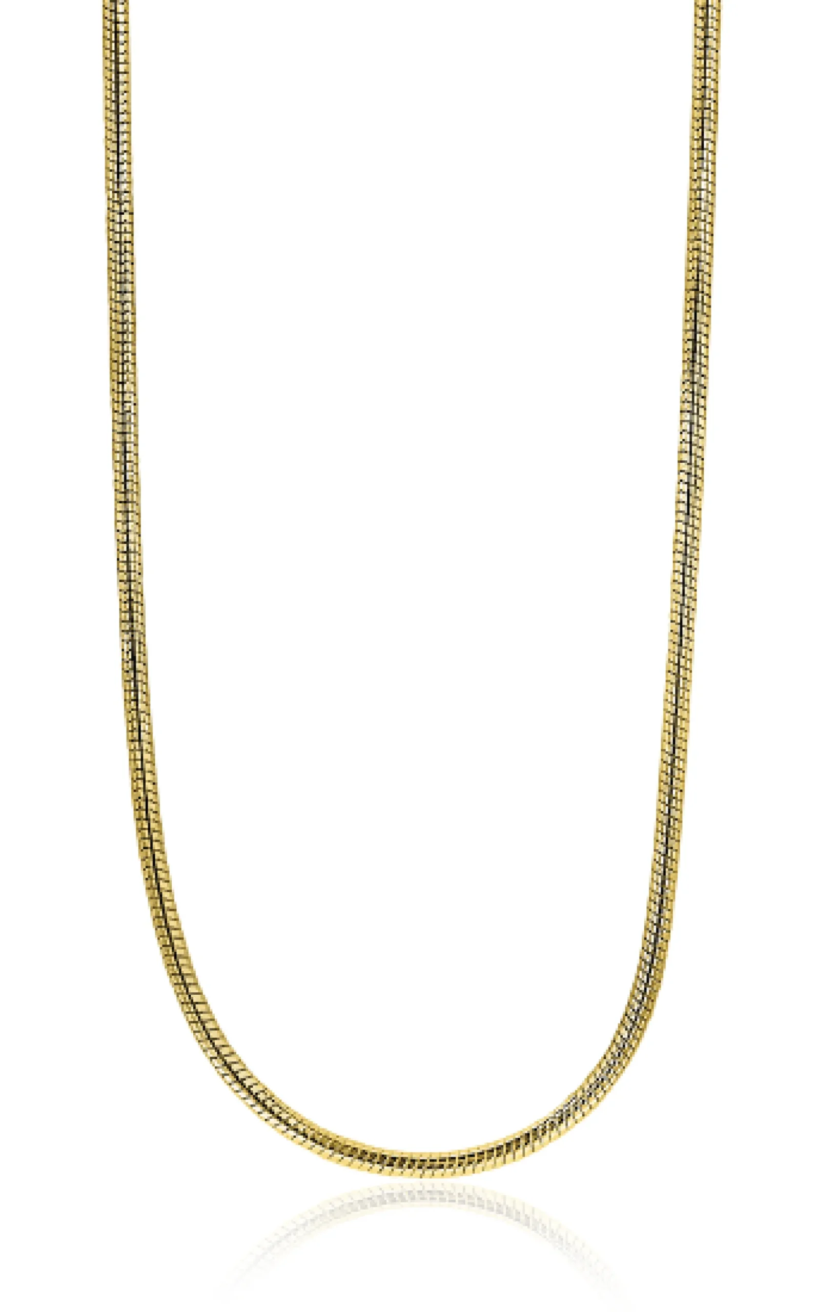 Zinzi zilveren slangen collier geel verguld 1mm breed 45cm ZISL45G