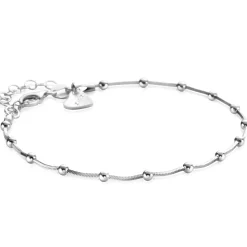 ZINZI zilveren slangen-armband met vierkant geslepen schakels en 15 verfijnde glanzende bolletjes 17-20cm ZIA2471