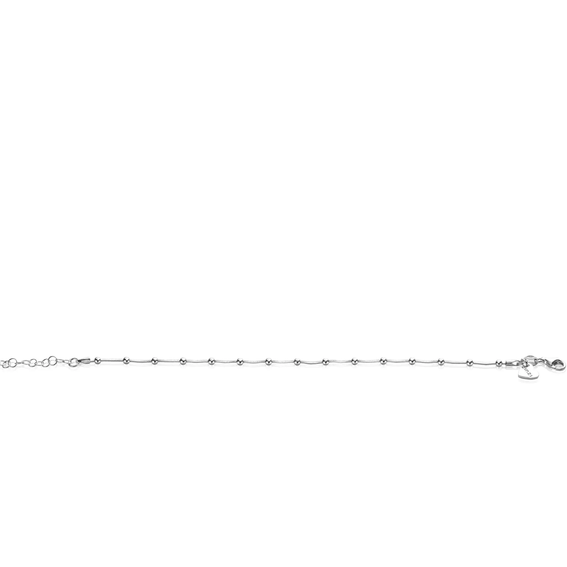 ZINZI zilveren slangen-armband met vierkant geslepen schakels en 15 verfijnde glanzende bolletjes 17-20cm ZIA2471