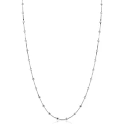 ZINZI zilveren slangen-ketting met vierkant geslepen schakels en 40 verfijnde glanzende bolletjes (2,5mm breed) 43-45cm ZIC2471