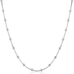 ZINZI zilveren slangen-ketting met vierkant geslepen schakels en 40 verfijnde glanzende bolletjes (2,5mm breed) 43-45cm ZIC2471
