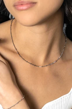 ZINZI zilveren slangen-ketting met vierkant geslepen schakels en 40 verfijnde glanzende bolletjes (2,5mm breed) 43-45cm ZIC2471