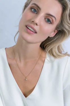 ZINZI zilveren ster hanger in geel verguld 13mm wit ZIH2138Y (zonder collier)