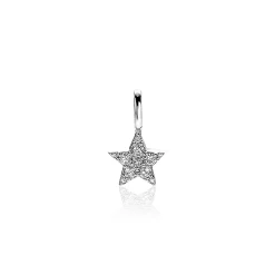 ZINZI zilveren ster hanger 13mm wit ZIH2138 (zonder collier)