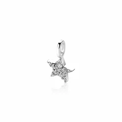 ZINZI zilveren ster hanger 13mm wit ZIH2138 (zonder collier)