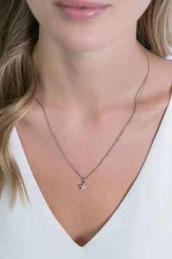 ZINZI zilveren ster hanger 13mm wit ZIH2138 (zonder collier)