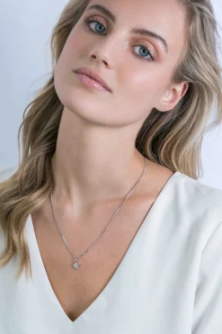 ZINZI zilveren ster hanger 13mm wit ZIH2138 (zonder collier)