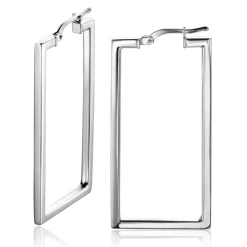 ZINZI zilveren trendy oorringen 40mm in rechthoek vorm buisdikte 2mm ZIO2337L