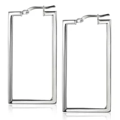 ZINZI zilveren trendy oorringen 40mm in rechthoek vorm buisdikte 2mm ZIO2337L
