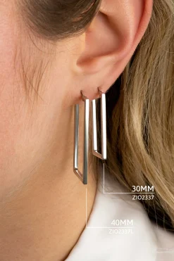 ZINZI zilveren trendy oorringen 40mm in rechthoek vorm buisdikte 2mm ZIO2337L