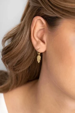 ZINZI zilveren trendy oorsieraden 14K geel verguld veertje ZIO1867G