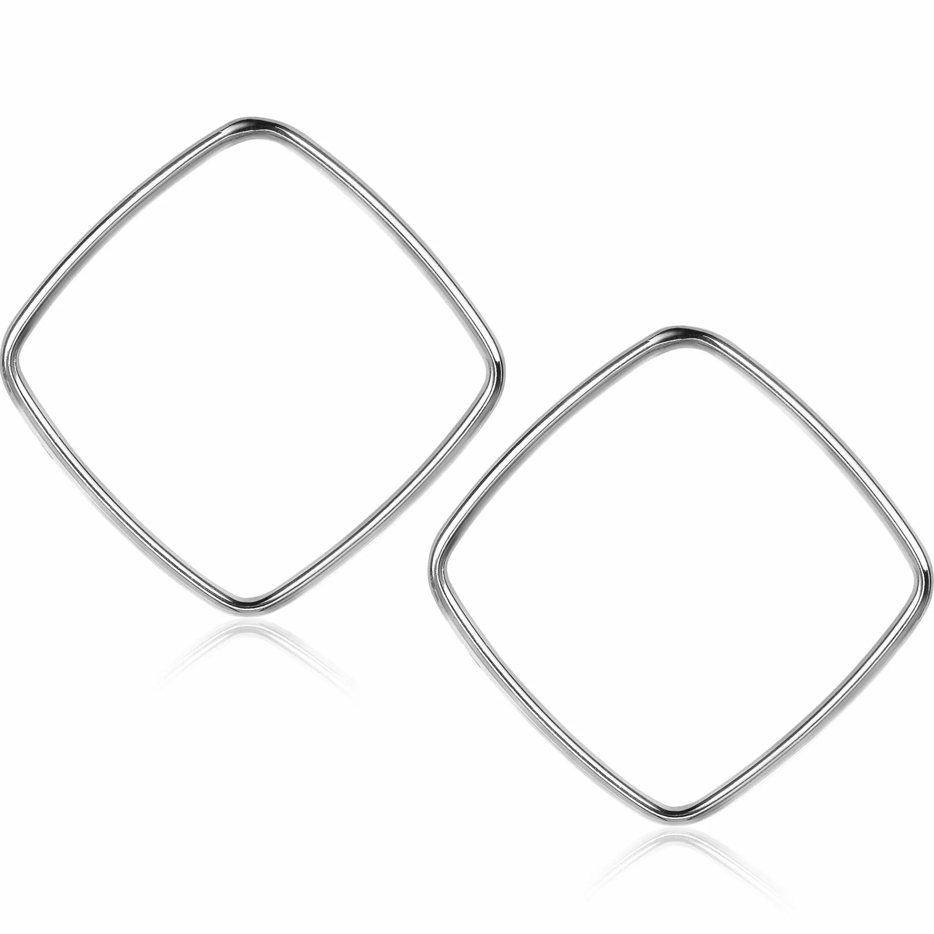 ZINZI zilveren trendy oorstekers 44mm vierkant open ZIO2095