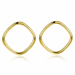 ZINZI zilveren trendy oorstekers 14K geel verguld 23mm vierkant open ZIO2094G