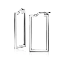 ZINZI zilveren trendy oorringen 30mm in rechthoek vorm buisdikte 2mm ZIO2337