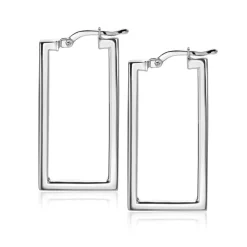 ZINZI zilveren trendy oorringen 30mm in rechthoek vorm buisdikte 2mm ZIO2337