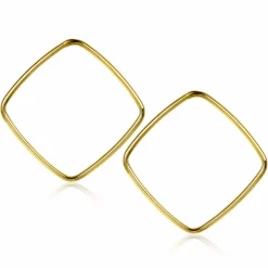 ZINZI zilveren trendy oorstekers 14K geel verguld 44mm vierkant open ZIO2095G