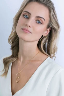 ZINZI zilveren trendy oorstekers 14K geel verguld 44mm vierkant open ZIO2095G