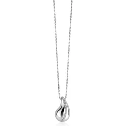 ZINZI zilveren venetiaanse ketting 45-48cm met druppelvormige hanger 20mm, golvende rij witte zirkonia's ZIC2707